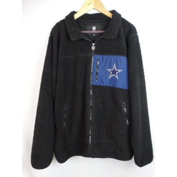 Dallas Cowboys NFL Pro Line Jacket Men's Size XL Black Fleece Sherpa Long Sleeve - Picture 1 of 13